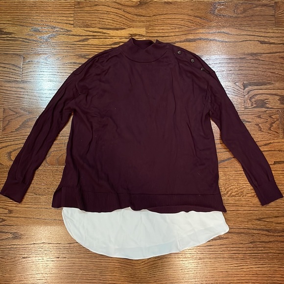 Ann Taylor layered purple sweater with ivory tank layer - Picture 2 of 5